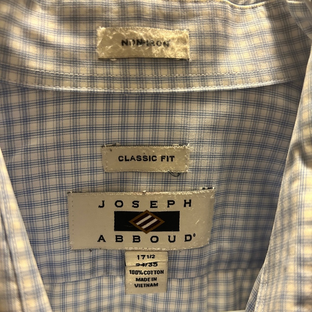 Joseph Abboud Light Blue Plaid Classic Fit Dress Shirt